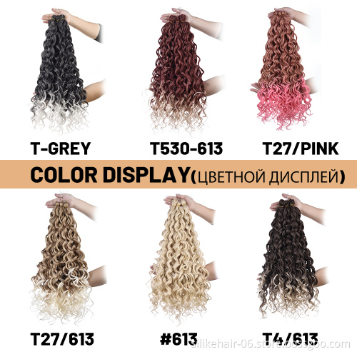 24 inch Ombre Pink Blonde Brown Gray Afro Curl Water Wave Braids Ocean Wave Curly Synthetic Crochet Braiding Hair Extension